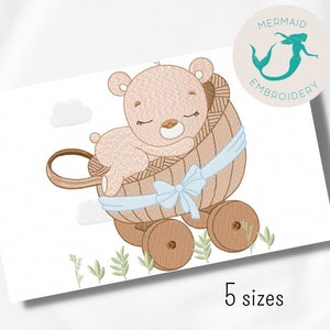 Bear Boy Baby Carriage embroidery design baby embroidery design machine bear embroidery pattern file instant download baby embroidery design