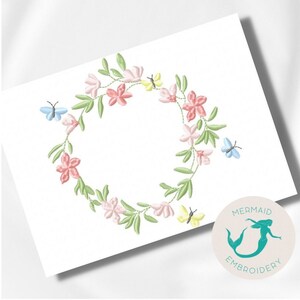 Frame Butterfly embroidery design floral embroidery design machine flower embroidery pattern file instant download towel embroidery design