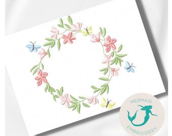 Frame Butterfly embroidery design floral embroidery design machine flower embroidery pattern file instant download towel embroidery design