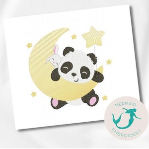 Panda and Bunny embroidery design, baby embroidery design machine, Animals embroidery pattern, file instant download, newborn embroidery