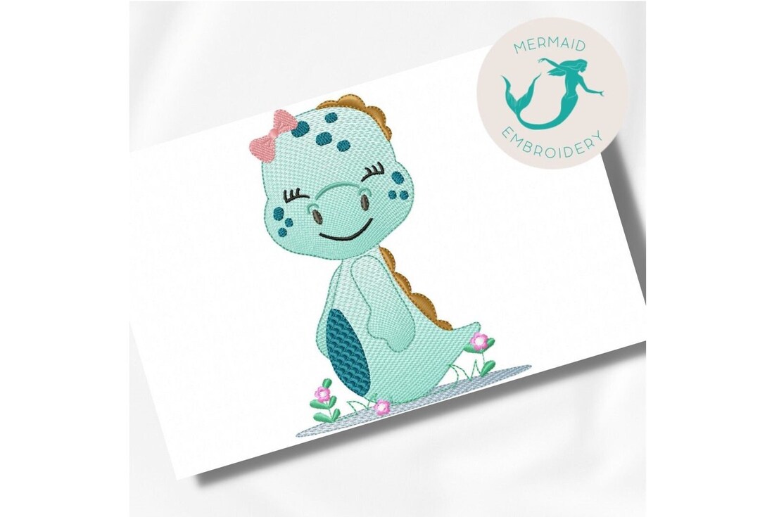 Sweet Dino Girl Embroidery Design Animals Embroidery Design Machine ...