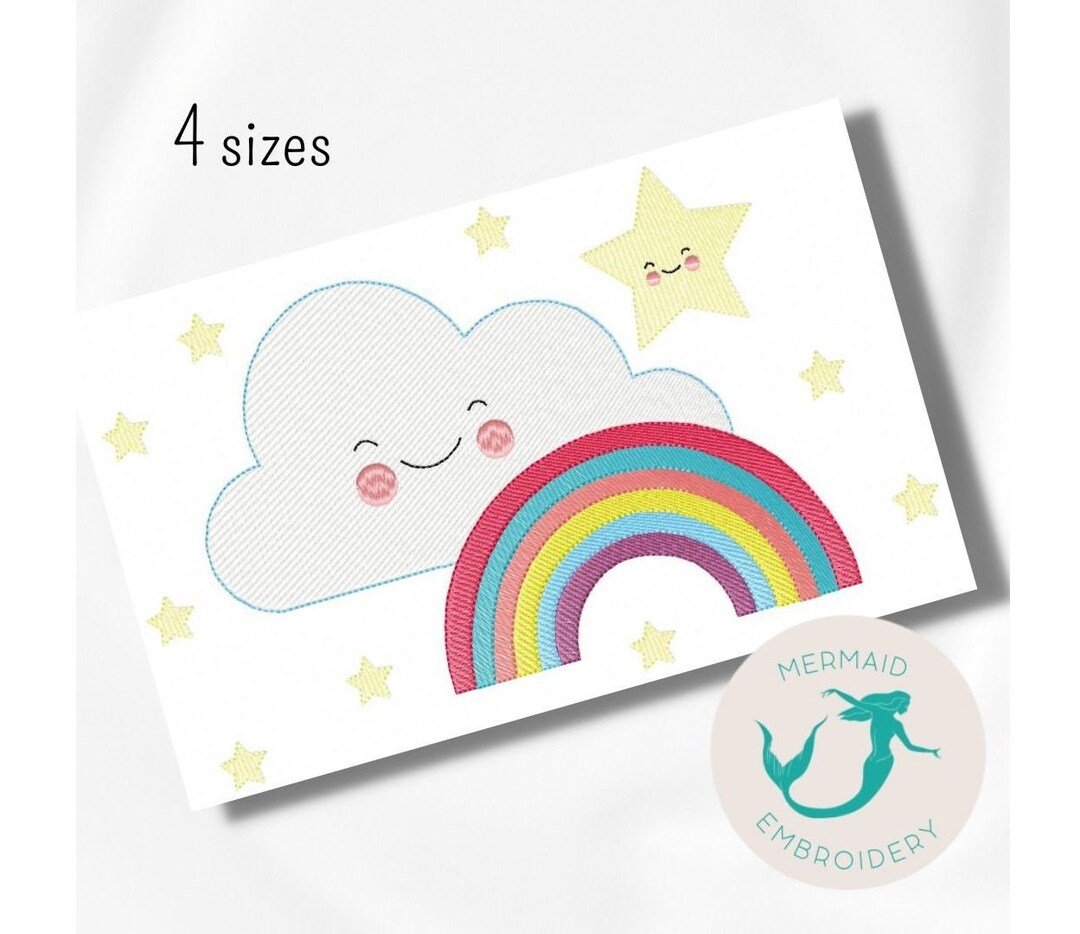 Rainbow Embroidery Design Baby Embroidery Design Machine Clouds ...