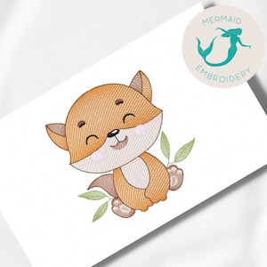 Fox Rippled embroidery design, animals embroidery design machine, kids embroidery pattern, file instant download, baby embroidery
