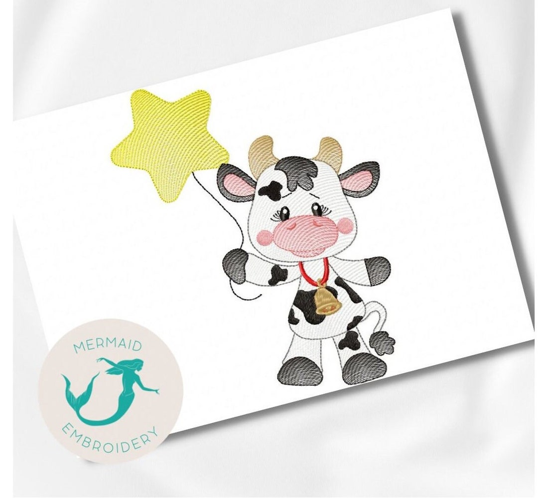 Cow Star Embroidery Design, Kitchen Embroidery Design Machine, Animals ...