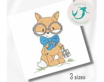 Fox Cute embroidery design, baby embroidery design machine, Animals embroidery pattern, file instant download newborn embroidery