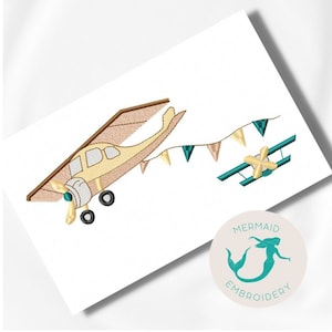 Plane Yellow embroidery design, boy embroidery design machine, baby embroidery pattern, file instant download, veihicles embroidery design