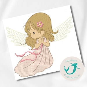 Mädchen-Engel-Stickerei-Design, mädchenhaftes Stickdesign, Maschine, Kinder-Stickmuster, Datei, sofortiger Download, Baby-Stickerei-Design