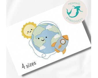 Planet and Sun embroidery design, baby embroidery design machine, newborn embroidery pattern, file instant download, Kids embroidery design