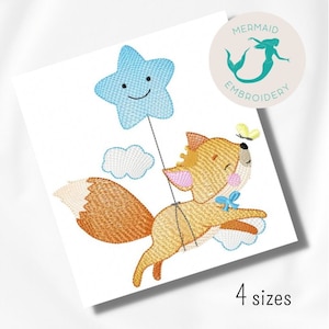 Fox Star Boy embroidery design, baby embroidery design machine, Animals embroidery pattern, file instant download, newborn embroidery