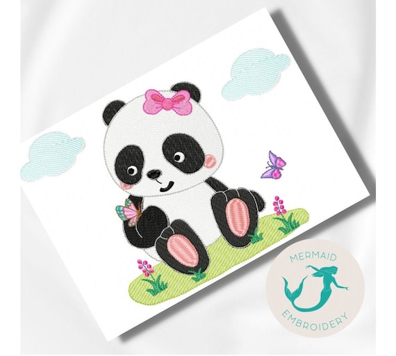 Cute Panda Girl Embroidery Design, Baby Embroidery Design Machine.