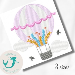 Pink Balloon embroidery design, baby embroidery design machine, newborn embroidery pattern, file instant download, baby embroidery design
