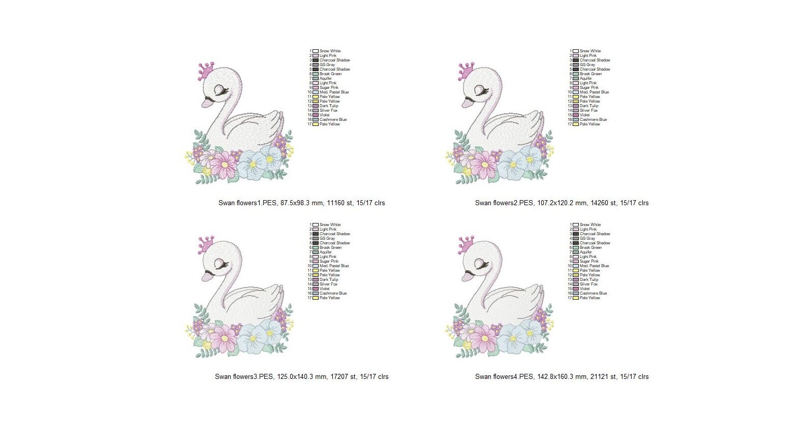 Swan Flowers Embroidery Design Baby Embroidery Design Machine Animals ...