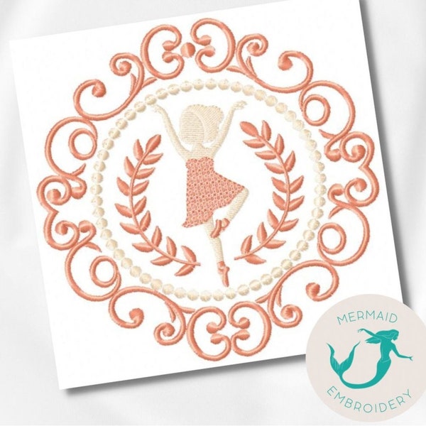 Ballerina Frame embroidery designs, girl embroidery design machine, ballet embroidery pattern,file instant download, baby embroidery