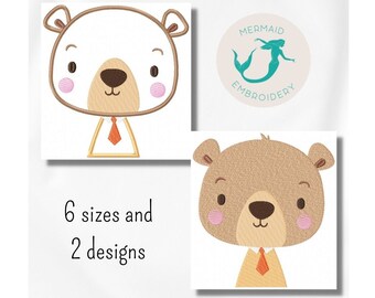 Lindo oso diseños de bordado bebé bordado diseño máquina animales bordado patrón archivo descarga instantánea bebé bordado diseño