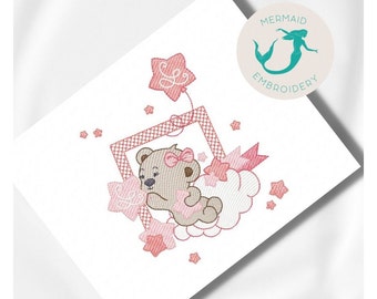 Bär Pink Stickdatei Baby Stickdatei