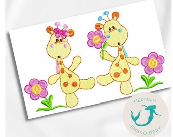 Giraffes embroidery design baby embroidery design machine animals embroidery pattern file instant download baby embroidery design