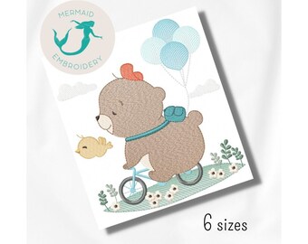 Lindo diseño de bordado de oso, máquina de diseño de bordado para bebés, patrón de bordado de animales, descarga instantánea de archivos, diseño de bordado para bebés