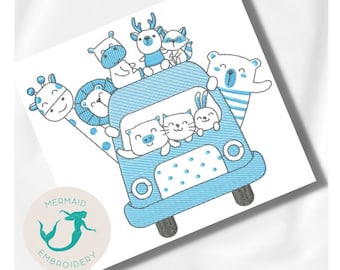 Animals Kombi Boy embroidery designs baby embroidery design machine animals embroidery pattern file instant download baby embroidery