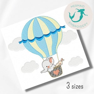 Cute Elephant Balloon embroidery design baby embroidery design machine Animals embroidery pattern file instant download newborn embroidery