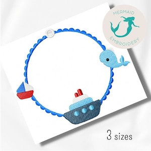 Nautic Frame broderidesign pojkebroderidesign maskin babybroderimönster fil direktnedladdning babybroderiramdesign