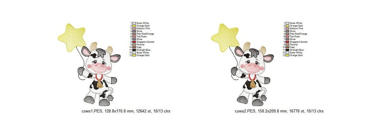 Cow Star Embroidery Design, Kitchen Embroidery Design Machine, Animals ...