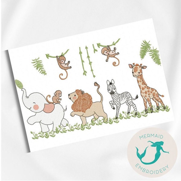 Safari Supercute Stickdatei, Baby Stickdatei Stickdatei Maschine, Tiere Stickmuster, Datei instant download, Neugeborene Stickdatei