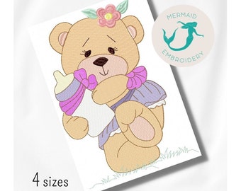 Baby Bär Mädchen Stickdatei, Stickdatei Baby, Stickdatei Stickdatei, Stickdatei Baby, Stickdatei