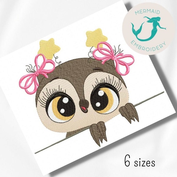 Cute owl embroidery design, baby embroidery design machine, animals embroidery pattern, file instant download, baby embroidery design