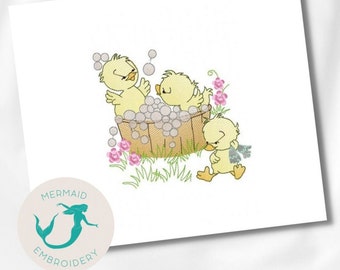Ducks Shower embroidery design, Baby embroidery design machine, animals embroidery pattern, file instant download, kids embroidery design