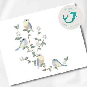 Disegno di ricamo di fiori di uccelli, Macchina per il ricamo neonatale, modello di ricamo di animali, download istantaneo di file, design di ricamo per bambini