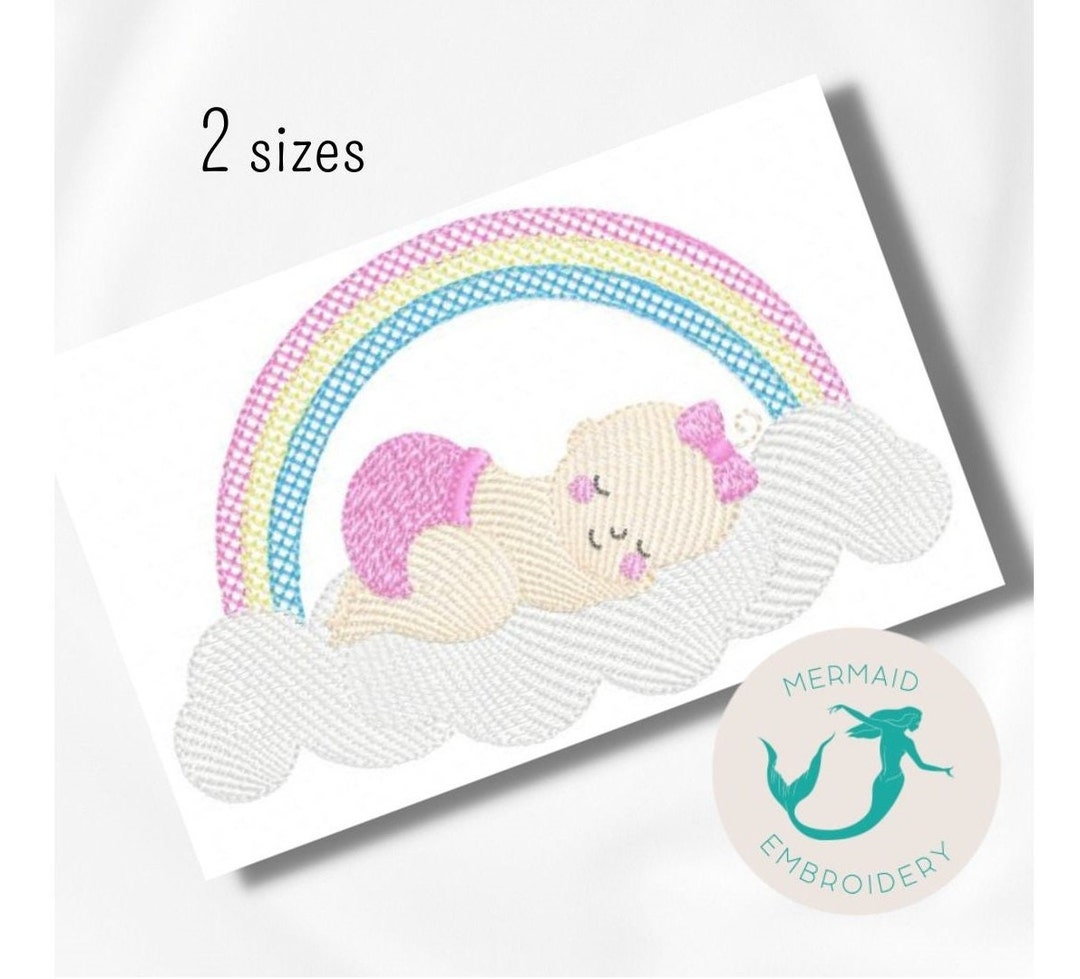 Baby Girl Rainbow Embroidery Design, Newborn Embroidery Design Machine ...