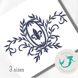 Fleur de Lis bordado diseño bordado floral máquina de bordado flor patrón patrón archivo descarga instantánea toalla bordado diseño