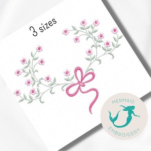 Flowers Ribbon embroidery design frame embroidery design machine floral embroidery pattern file instant download baby embroidery