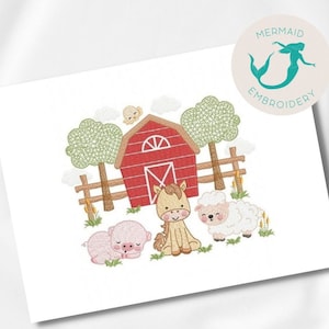 かわいいファーム刺繍デザイン、動物刺繍デザインマシン、サファリ刺繍、ファイルインスタントダウンロード、赤ちゃん刺繍デザイン
