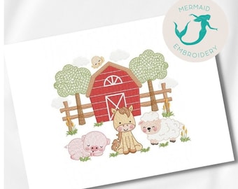 Cute Farm embroidery design, animals embroidery design machine, safari embroidery, file instant download, babys embroidery design