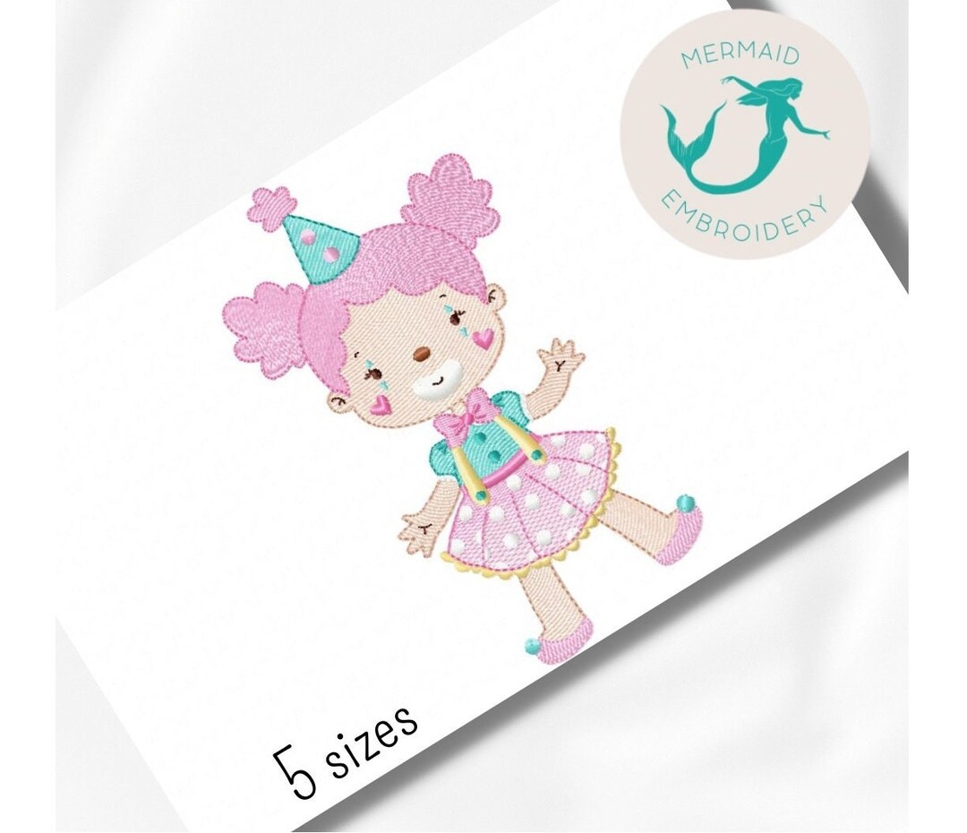 Clown Girl Embroidery Designs, Girl Embroidery Design Machine, Circus ...