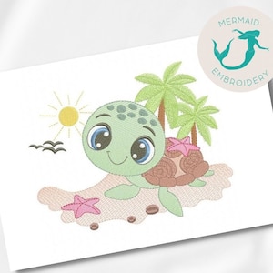 Cute Turtle embroidery design, animals embroidery design machine Sea embroidery pattern file instant download babys embroidery design