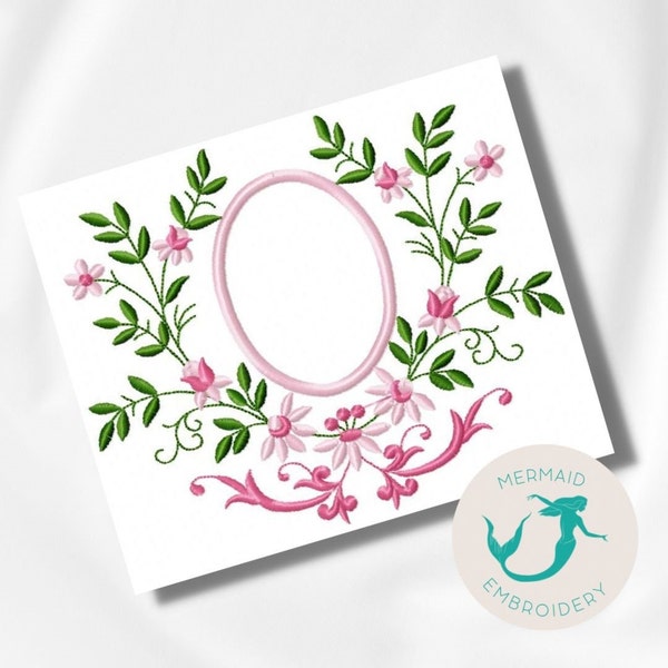 Frame flowers embroidery design frame embroidery design machine floral embroidery pattern file instant download baby embroidery frame design