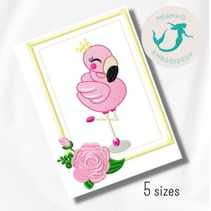 Cute Flamingo embroidery design animals embroidery design machine kids embroidery pattern file instant download baby embroidery design