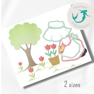 Sunbonnet Baum Stickdatei Maschinenstickerei Stickmuster Stickmuster Maschinenstickerei