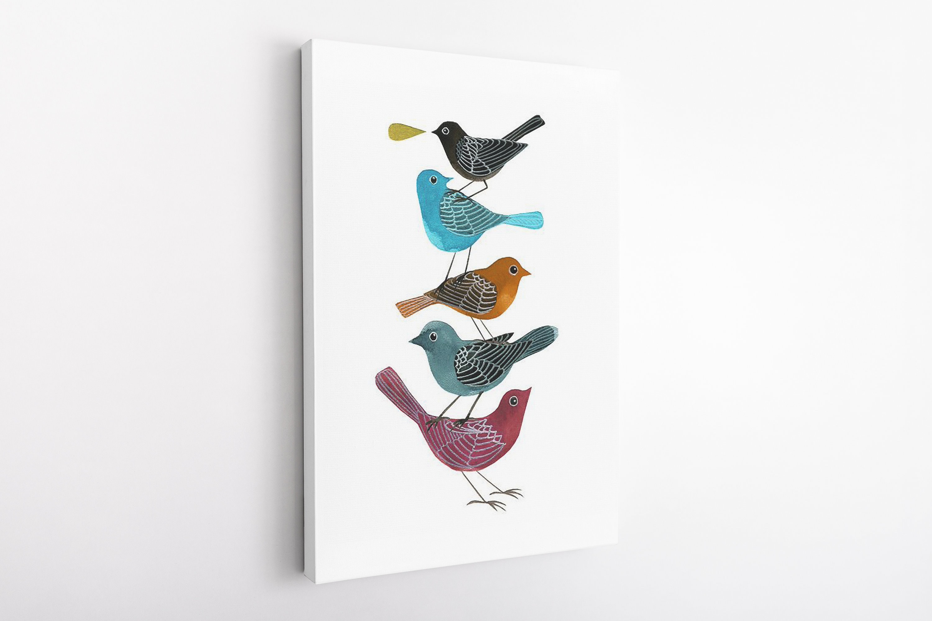 5 Birds Art Print Large Wall Art Wall Decor Watercolor Etsy