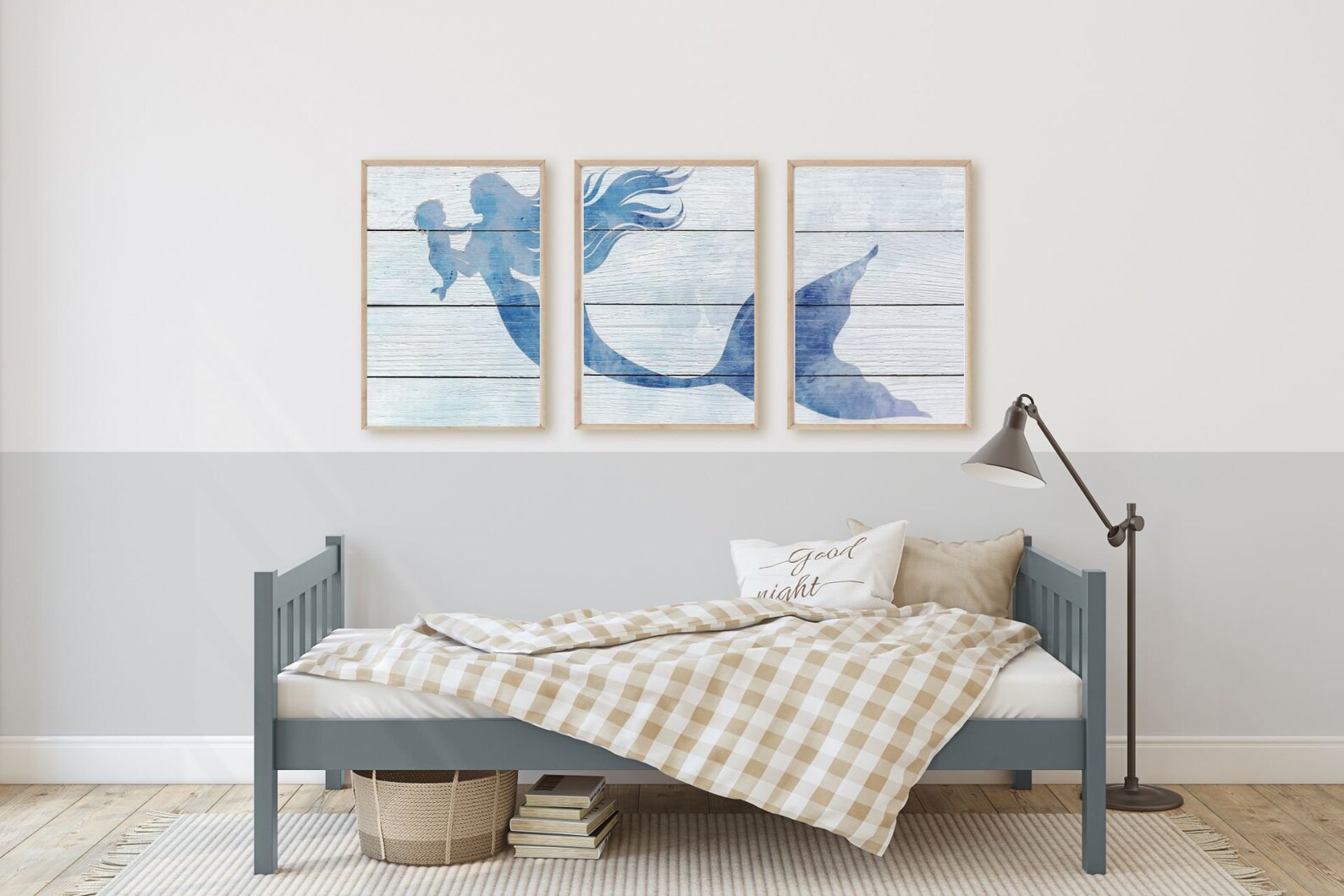 Framed Mermaid Art Mermaid Art Canvas 3 Panel Canvas Wall Etsy