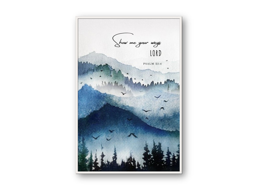 Watercolor Mountains Wall Art, Wilderness Art Prints, Christian Quote ...
