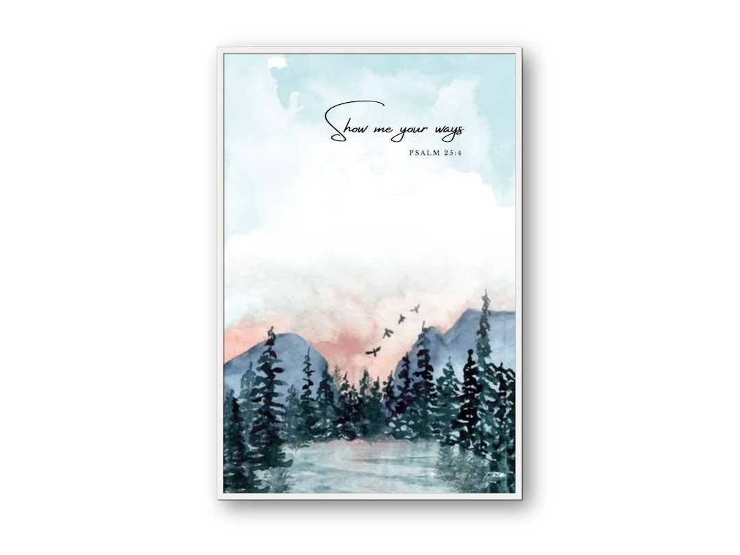 Watercolor Mountains Wall Art, Wilderness Art Prints, Christian Quote ...