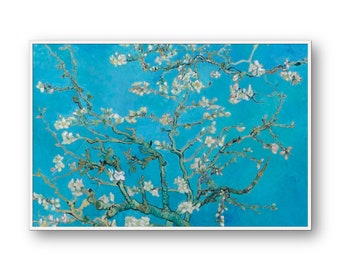 Almond Blossom, 1890 by Vincent Van Gogh - Vintage Blue Fine Art Print for Elegant Wall Decor