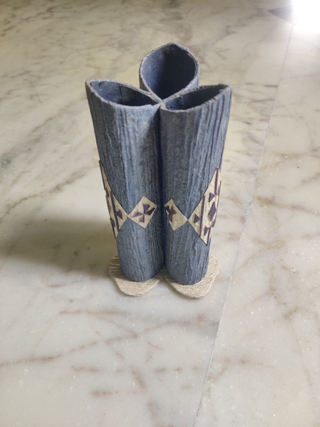 Paper Mache Bottle Vase, Recycled Paper Pulp Bottle, Minimalist Vase