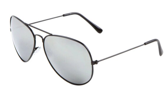 New Black Mirror Aviator Metal Frame Sunglasses 400UV