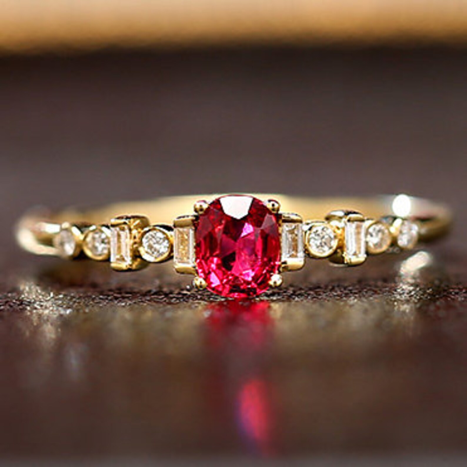 Minimalist Ruby Valentine Proposal Ring 14K Lightweight Gold Ruby — free download