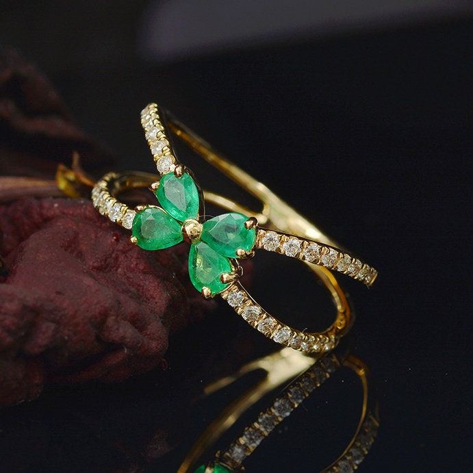 Emerald Diamond Ring Tanishq Emerald Stone Tanishq Green Stone
