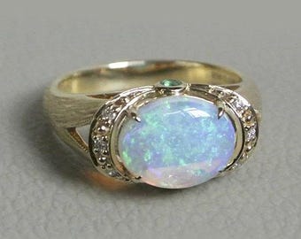 Cocktail Style Opal Cabochon Ring 925 Ethiopian Opal, Art Deco Opal Engagement Ring, Brushed Texture Opal Ceremony Ring, Ethiopia Oval Gift.